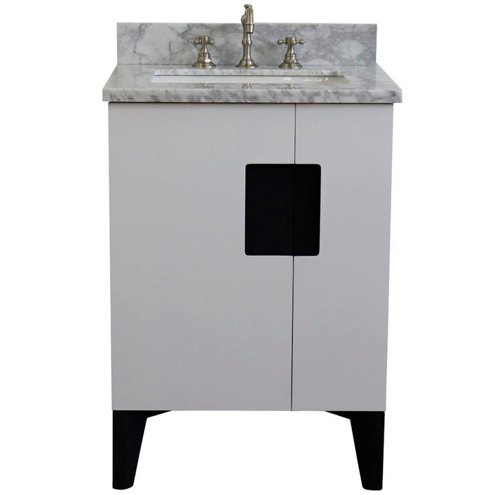 Bellaterra Home Kolb 25" Single Sink Vanity, White, Rectangle Sink, Carrara White Marble Top#top-options_carrara-white-marble-top