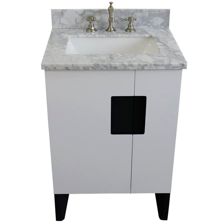 Bellaterra Home Kolb 25" Single Sink Vanity, White, Rectangle Sink, Carrara White Marble Top#top-options_carrara-white-marble-top