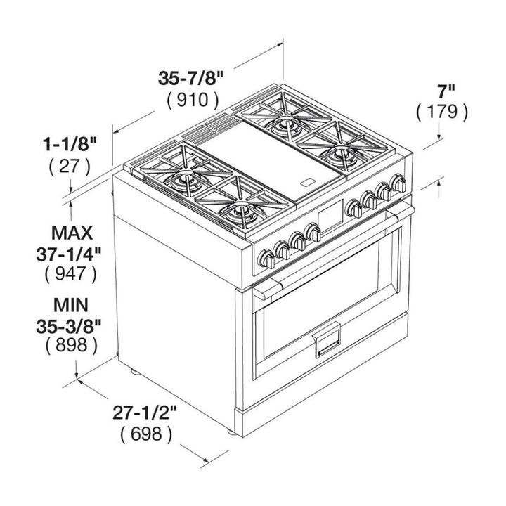 Fulgor Milano Sofia 36" All Gas Pro Range With Griddle
