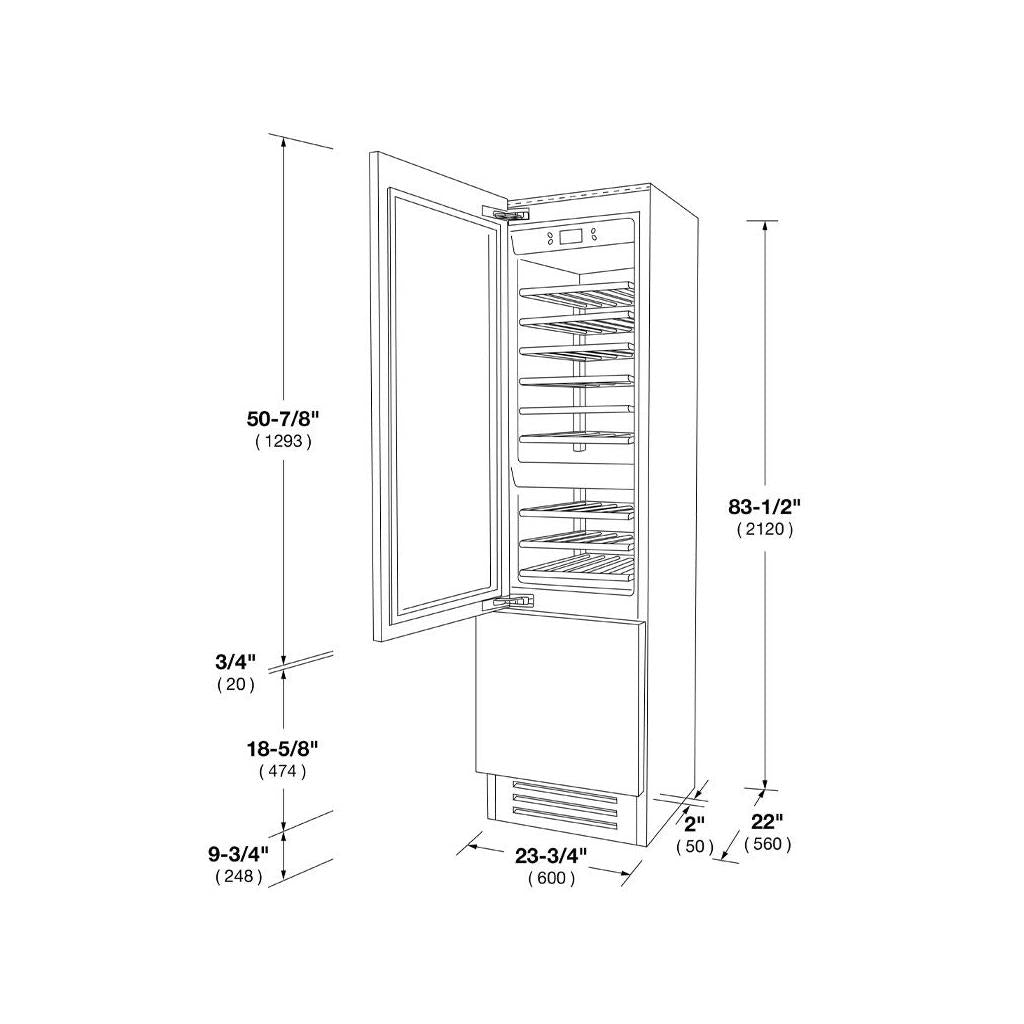 Fulgor Milano  24" Overlay Built-In Wine Cellar, Right Door, Stainless Steel#finish_matte-black