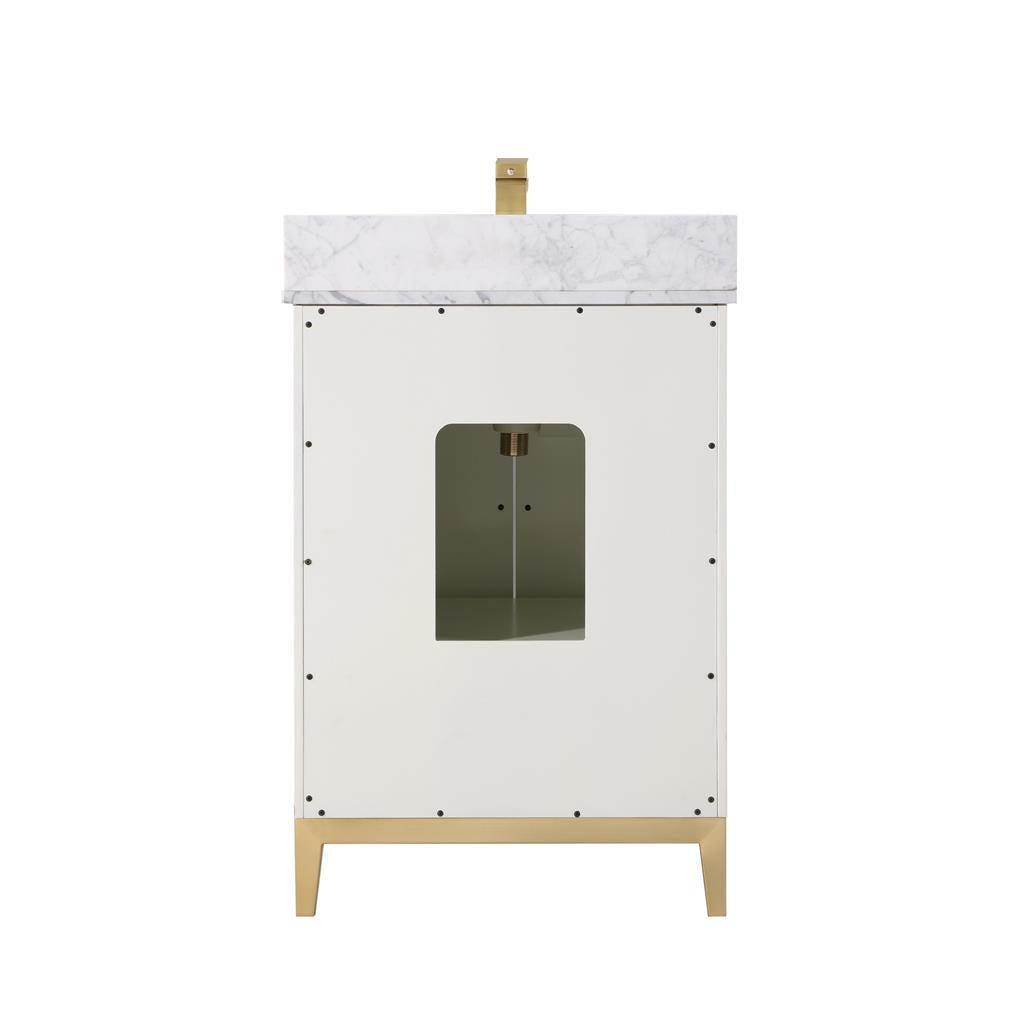 Bemma, Gracie 24" Single Vanity, Satin, White/Satin Brass, Carrara Marble Top#top-options_carrara-marble-top