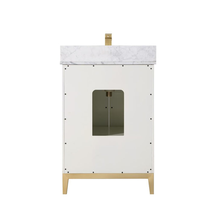 Bemma, Gracie 24" Single Vanity, Satin, White/Satin Brass, Carrara Marble Top#top-options_carrara-marble-top