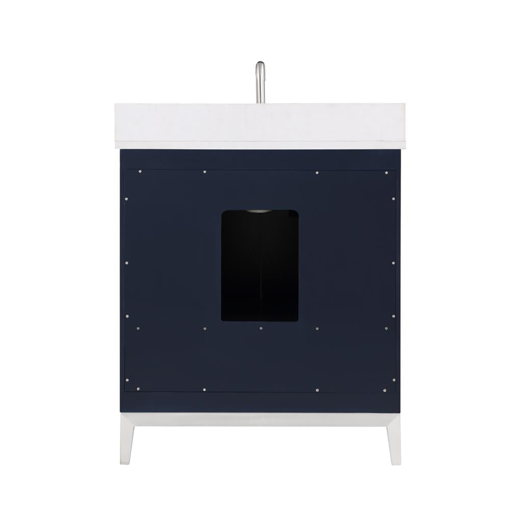 Bemma, Gracie 30" Single Vanity, Pacific Blue/Brushed Nickel, White Quartz Top#top-options_white-quartz-top