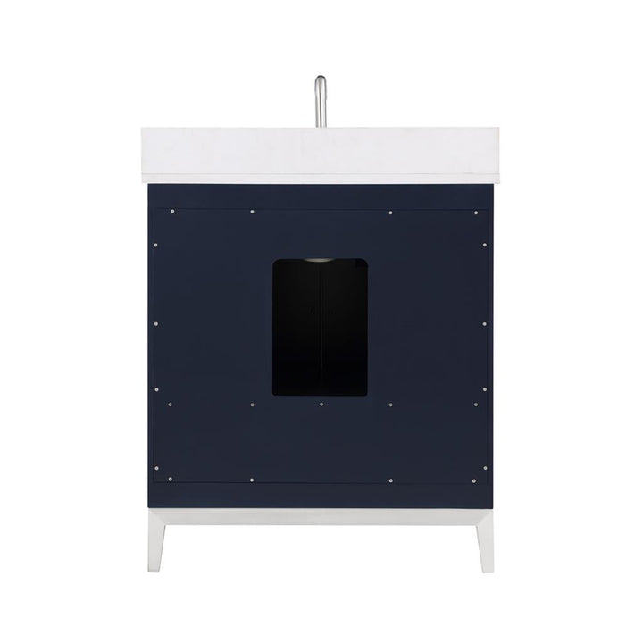 Bemma, Gracie 30" Single Vanity, Pacific Blue/Brushed Nickel, White Quartz Top#top-options_white-quartz-top