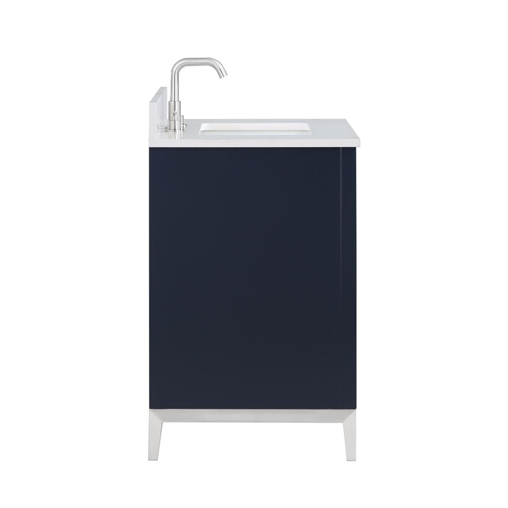 Bemma, Gracie 30" Single Vanity, Pacific Blue/Brushed Nickel, White Quartz Top#top-options_white-quartz-top