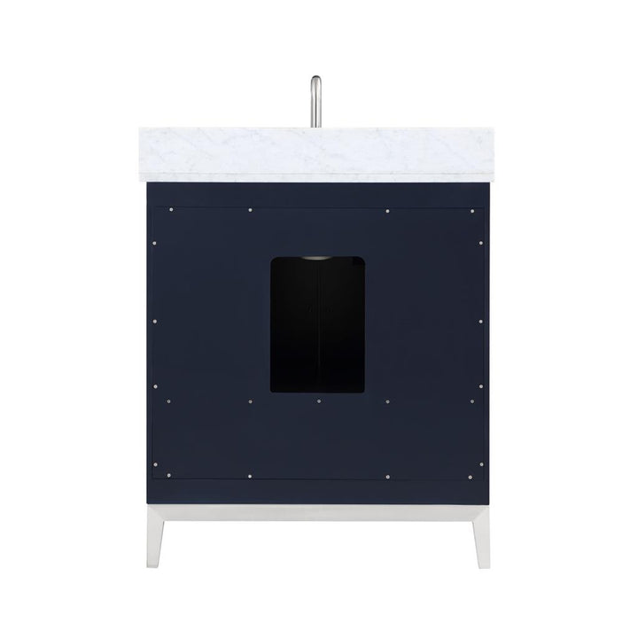 Bemma, Gracie 30" Single Vanity, Pacific Blue/Brushed Nickel, Carrara Marble Top#top-options_carrara-marble-top