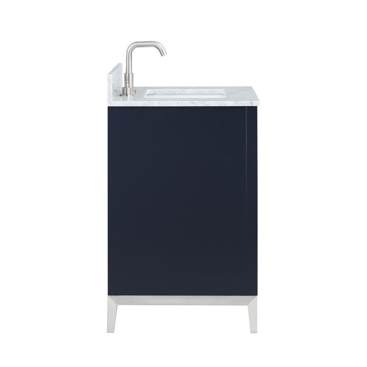 Bemma, Gracie 30" Single Vanity, Pacific Blue/Brushed Nickel, Carrara Marble Top#top-options_carrara-marble-top