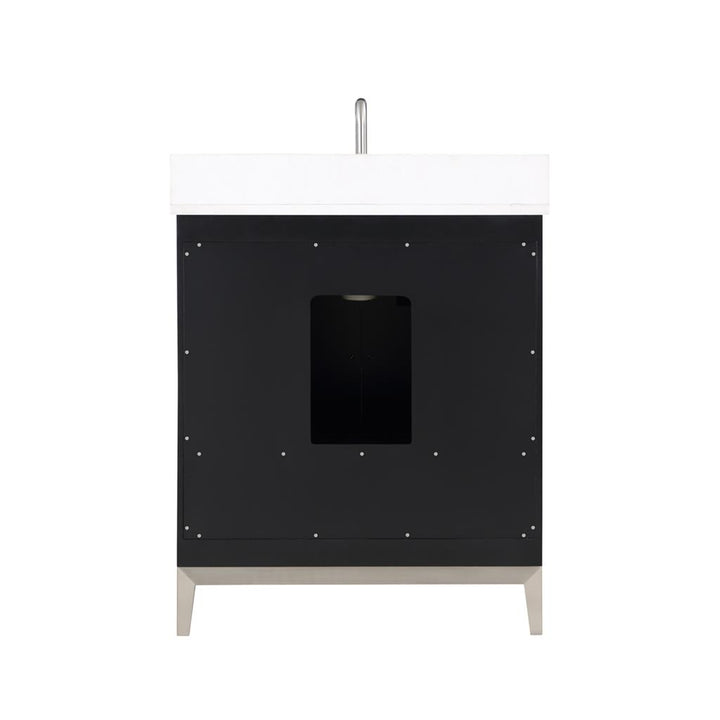 Bemma, Gracie 30" Single Vanity, Midnight Black/Brushed Nickel, White Quartz Top#top-options_white-quartz-top