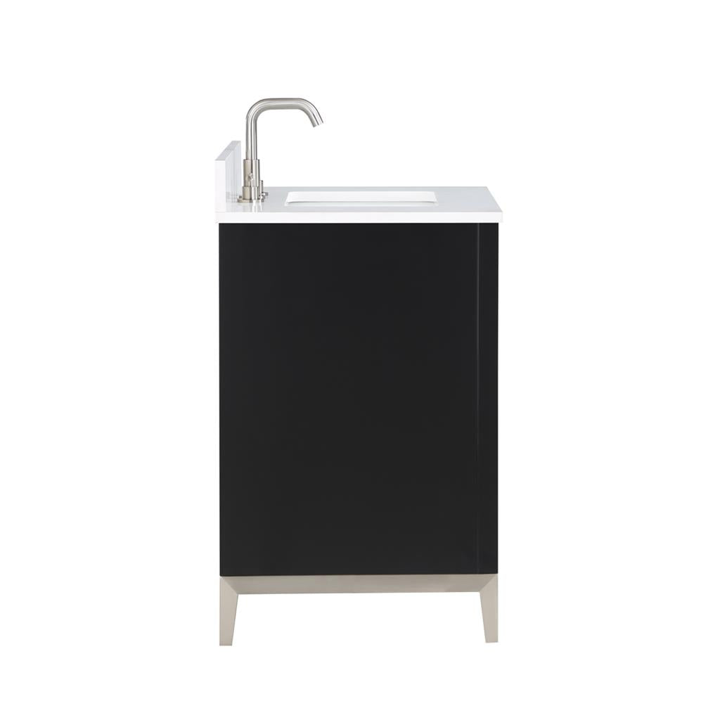 Bemma, Gracie 30" Single Vanity, Midnight Black/Brushed Nickel, White Quartz Top#top-options_white-quartz-top