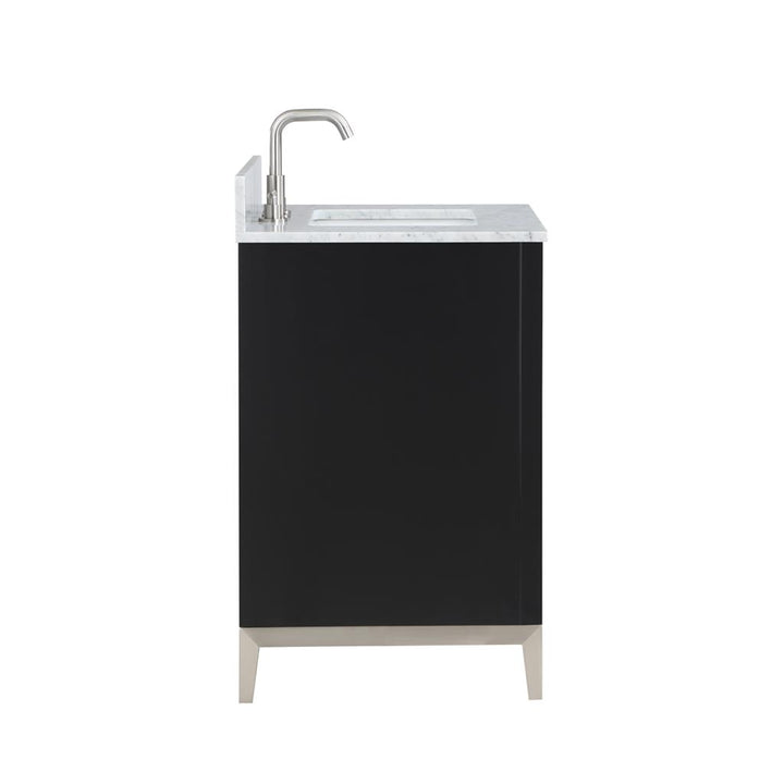 Bemma, Gracie 30" Single Vanity, Midnight Black/Brushed Nickel, Carrara Marble Top#top-options_carrara-marble-top