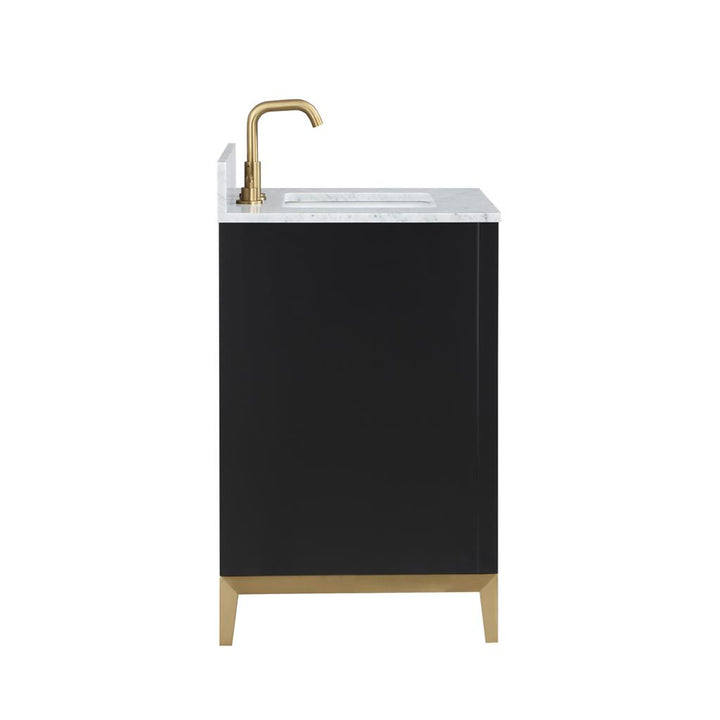 Bemma, Gracie 30" Single Vanity, Midnight Black/Satin Brass, Carrara Marble Top#top-options_carrara-marble-top