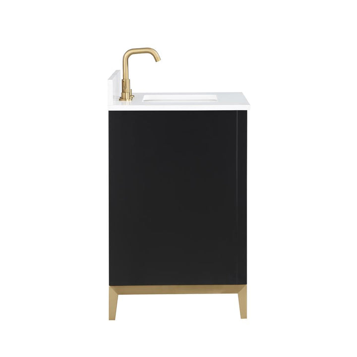 Bemma, Gracie 30" Single Vanity, Midnight Black/Satin BrassWhite Quartz Top#top-options_white-quartz-top