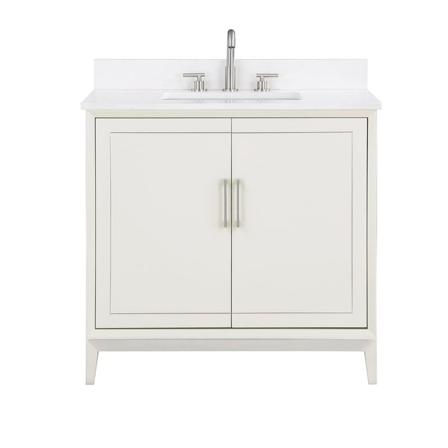Bemma, Gracie 36" Single Vanity, Satin, White/Brushed Nickel, White Quartz Top#top-options_white-quartz-top