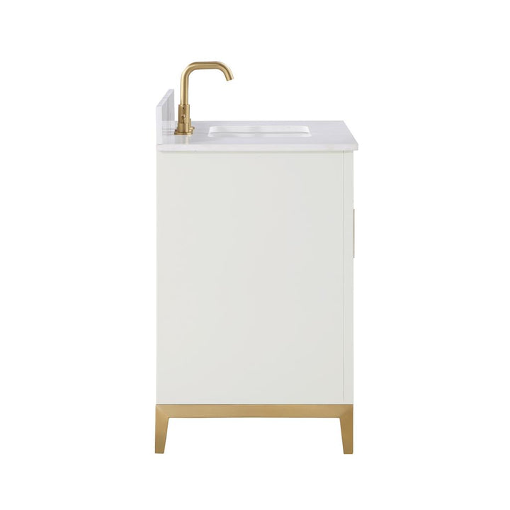 Bemma, Gracie 36" Single Vanity, Satin, White/Satin Brass, White Quartz Top#top-options_white-quartz-top