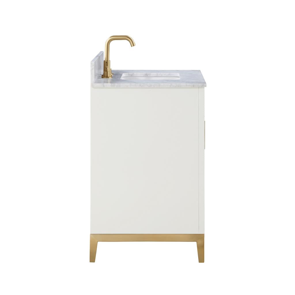 Bemma, Gracie 36" Single Vanity, Satin, White/Satin Brass, Carrara Marble Top#top-options_carrara-marble-top