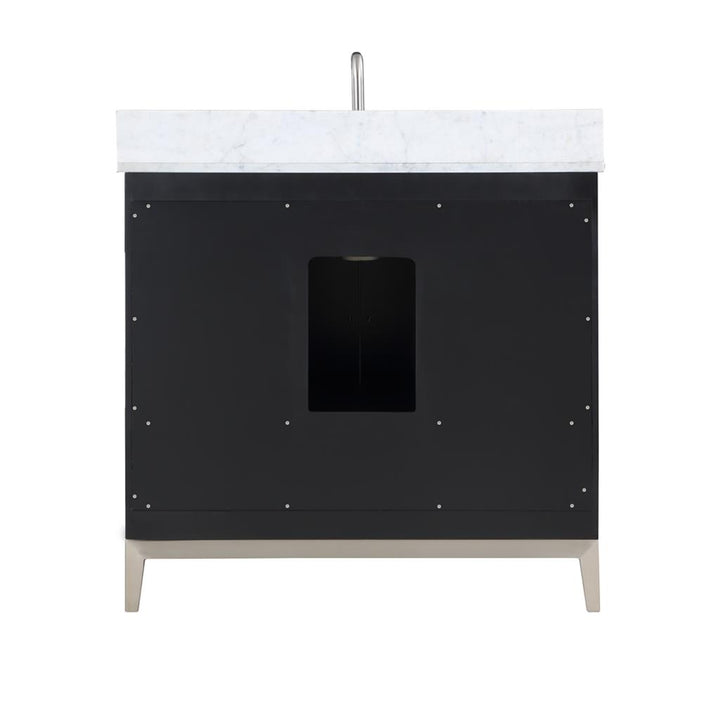 Bemma, Gracie 36" Single Vanity, Midnight Black/Brushed Nickel, White Quartz Top#top-options_white-quartz-top