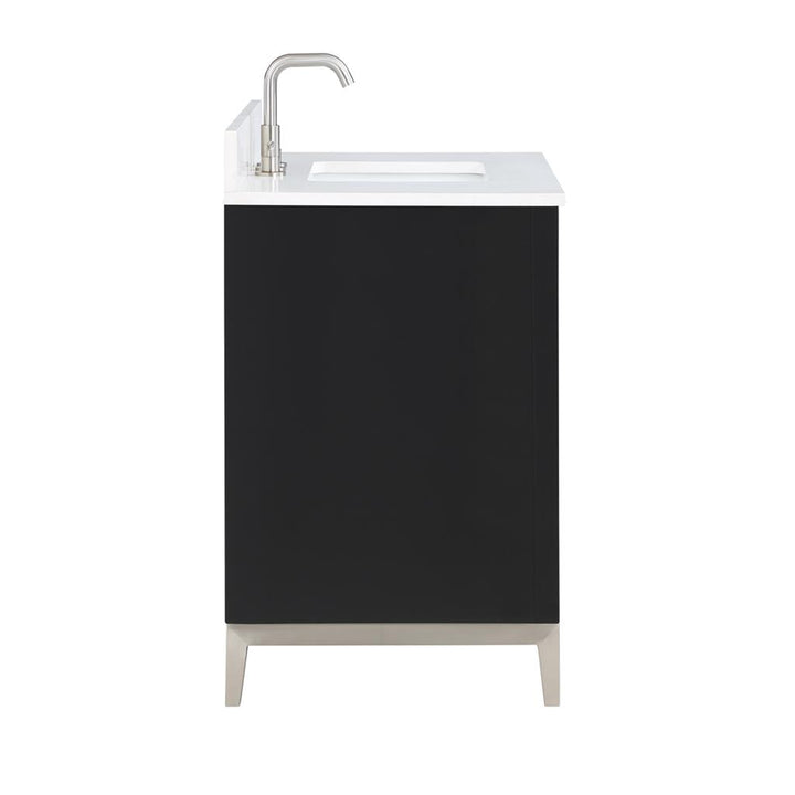 Bemma, Gracie 36" Single Vanity, Midnight Black/Brushed Nickel, White Quartz Top#top-options_white-quartz-top