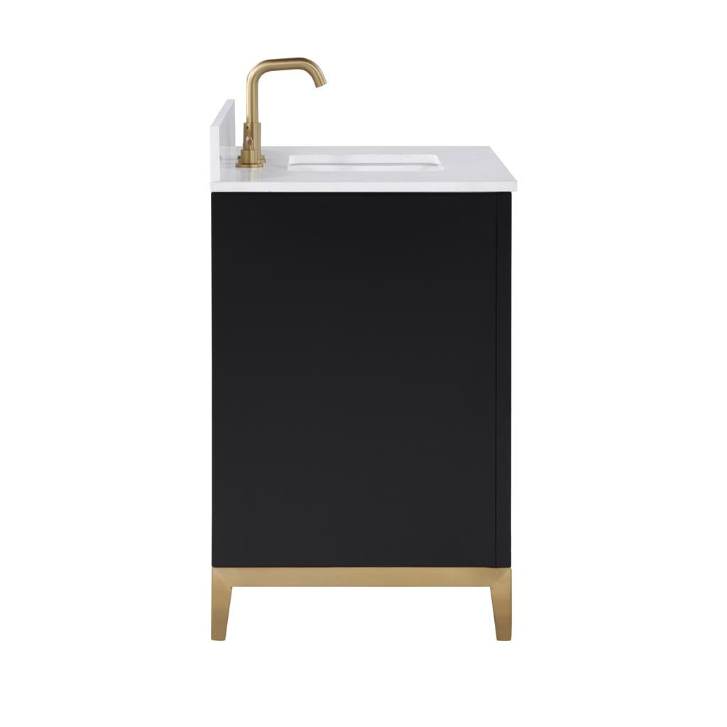 Bemma, Gracie 36" Single Vanity, Midnight Black/Satin Brass, White Quartz Top#top-options_white-quartz-top