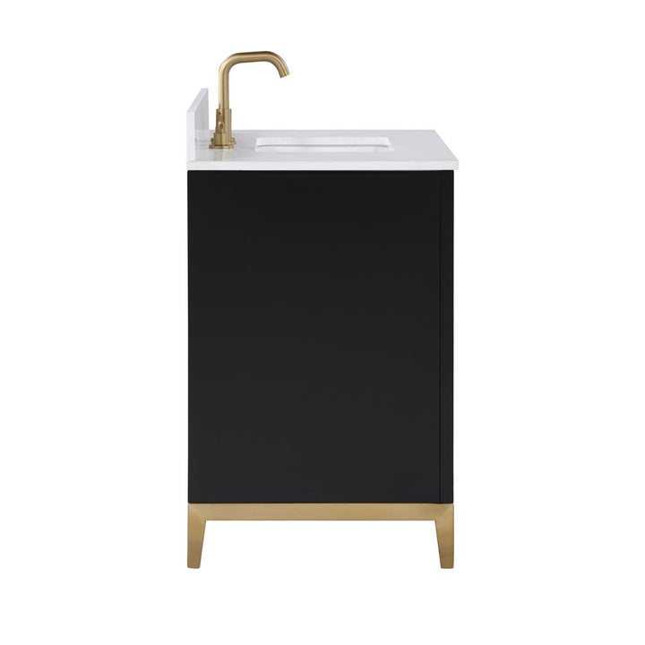 Bemma, Gracie 36" Single Vanity, Midnight Black/Satin Brass, White Quartz Top#top-options_white-quartz-top