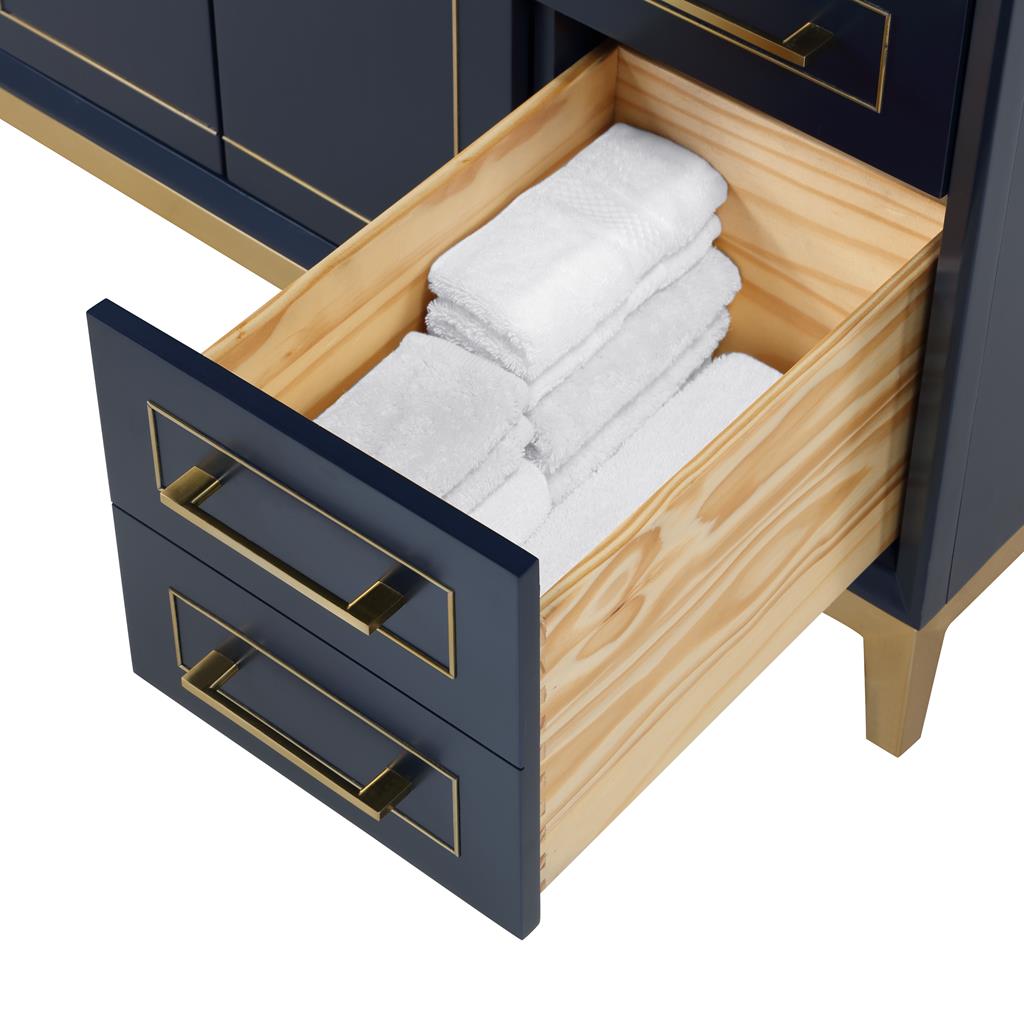 Bemma, Gracie 48" Single Vanity, Pacific Blue/Satin Brass, White Quartz Top#top-options_white-quartz-top