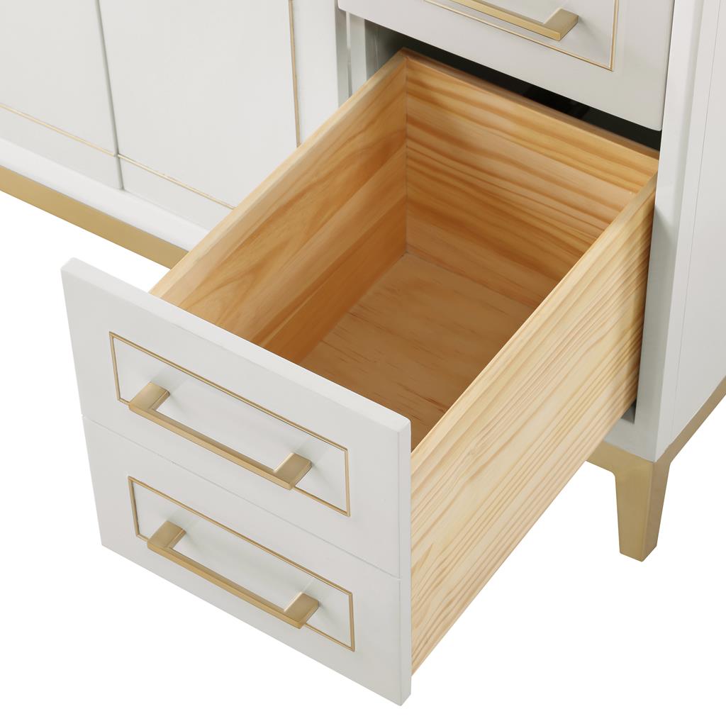 Bemma, Gracie 48" Single Vanity, Satin, White/Satin Brass, White Quartz Top#top-options_white-quartz-top