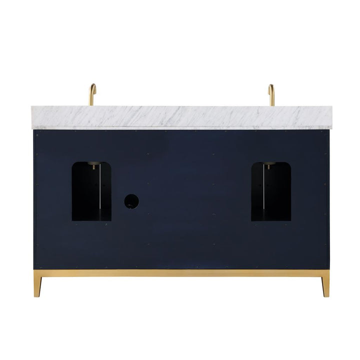 Bemma, Gracie 60" Double Vanity, Pacific Blue/Satin Brass, Carrara Marble Top#top-options_carrara-marble-top