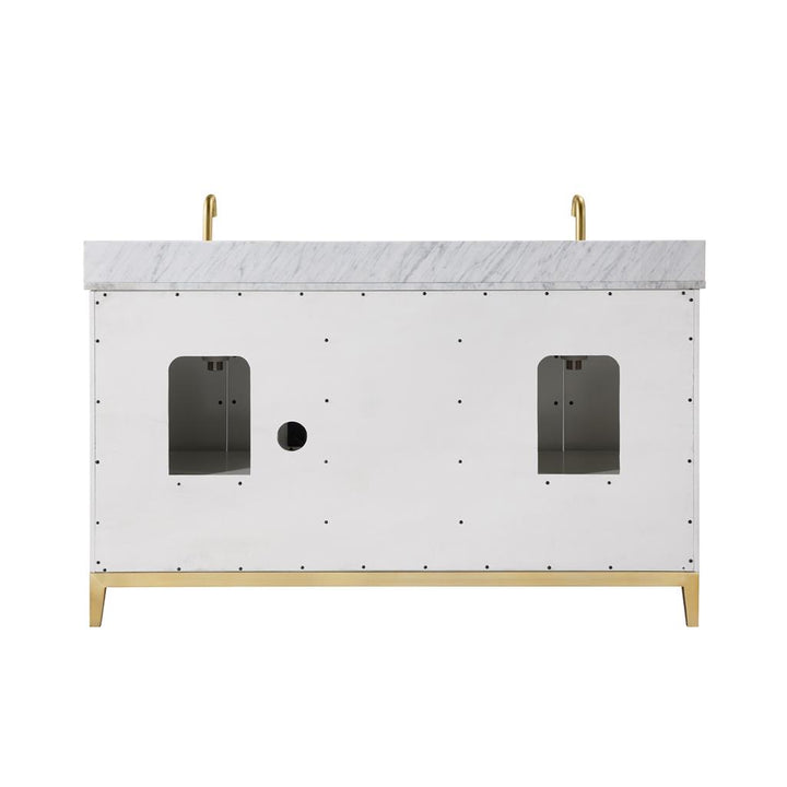 Bemma, Gracie 60" Double Vanity, Satin, White/Satin Brass, Carrara Marble Top#top-options_carrara-marble-top