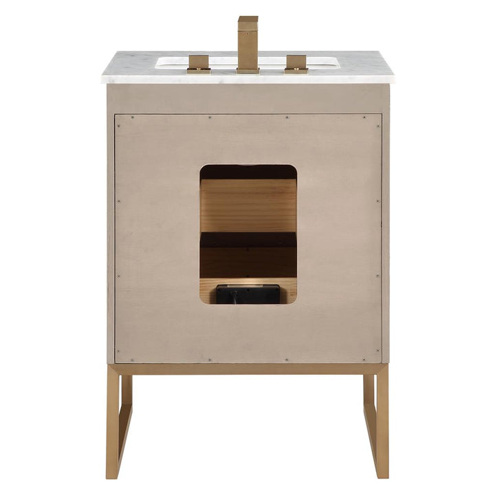 Bemma, Markham 24" Single Vanity, Cashmere Grey/Satin Brass, Carrara Marble Top#top-options_carrara-marble-top