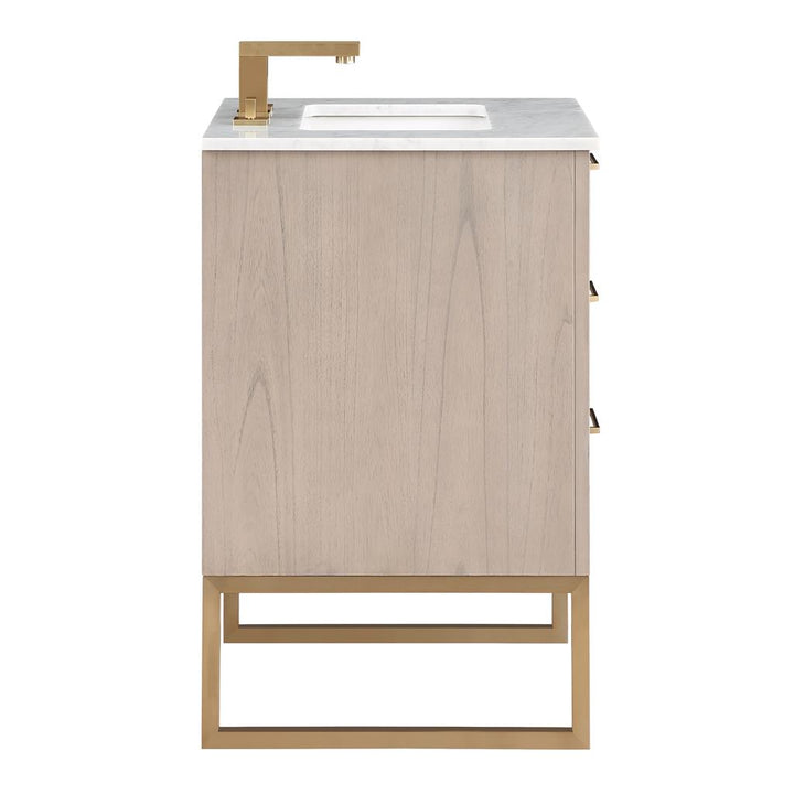 Bemma, Markham 24" Single Vanity, Cashmere Grey/Satin Brass, Carrara Marble Top#top-options_carrara-marble-top