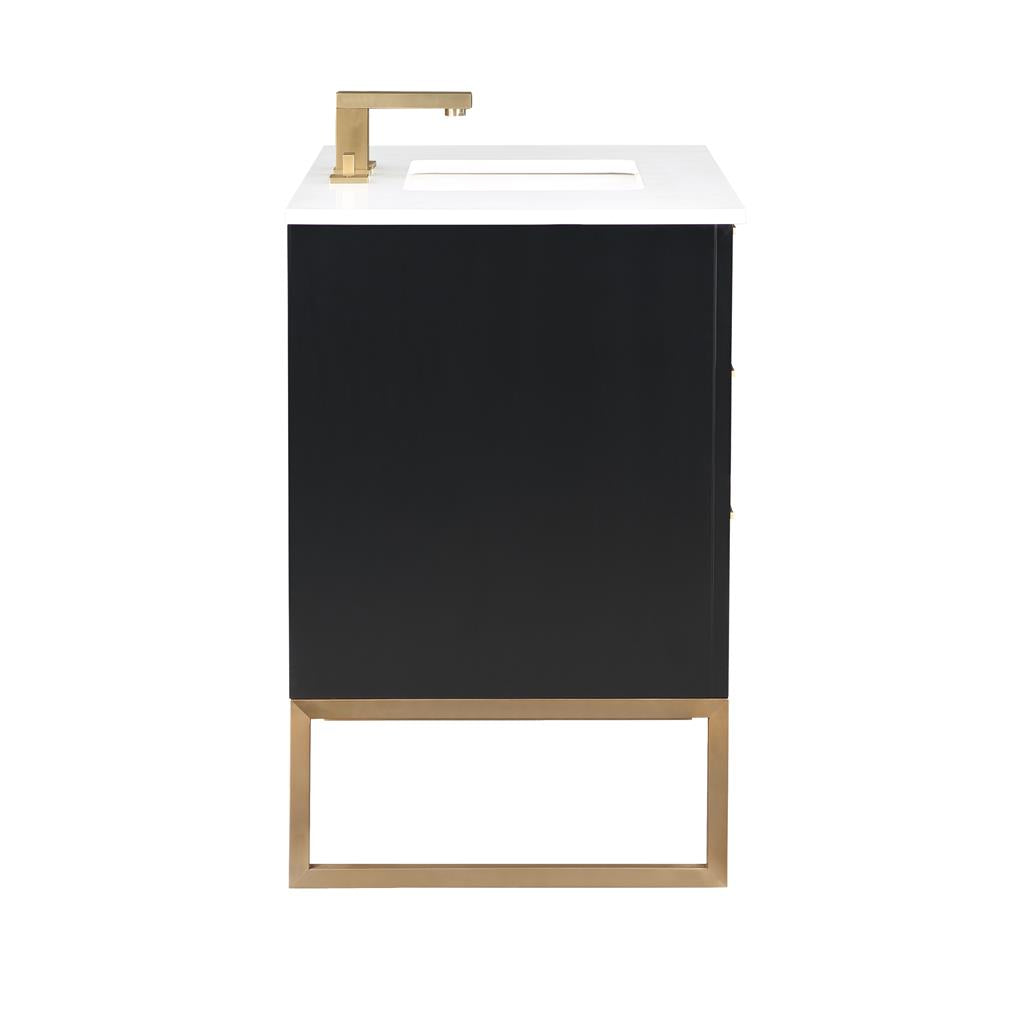 Bemma, Markham 36" Single Vanity, Midnight Black/Satin Brass, White Quartz Top#top-options_white-quartz-top