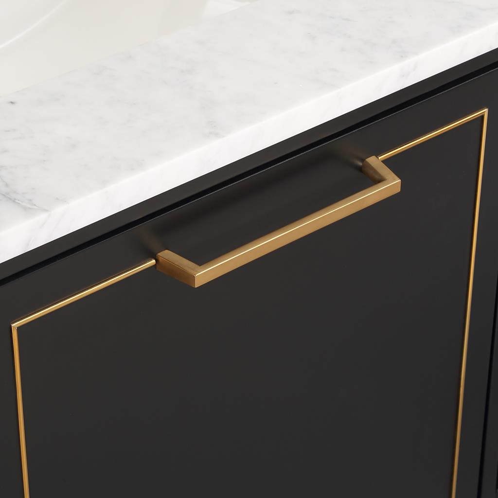 Bemma, Markham 48" Single Vanity, Midnight Black/Satin Brass, Carrara Marble Top#top-options_carrara-marble-top
