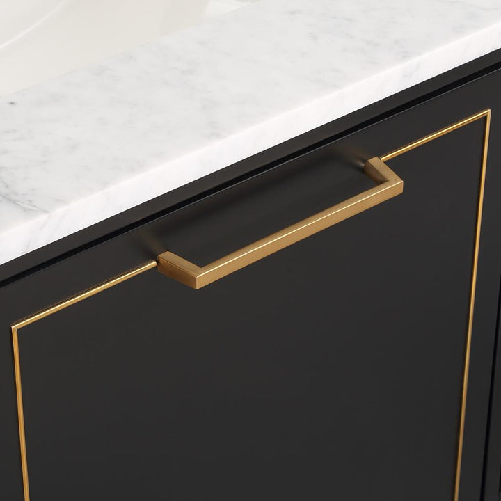 Bemma, Markham 48" Single Vanity, Midnight Black/Satin Brass, Carrara Marble Top#top-options_carrara-marble-top