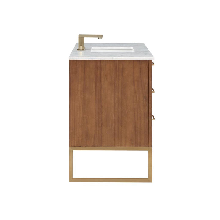 Bemma, Markham 48" Single Vanity, Walnut/Satin Brass, Carrara Marble Top#top-options_carrara-marble-top