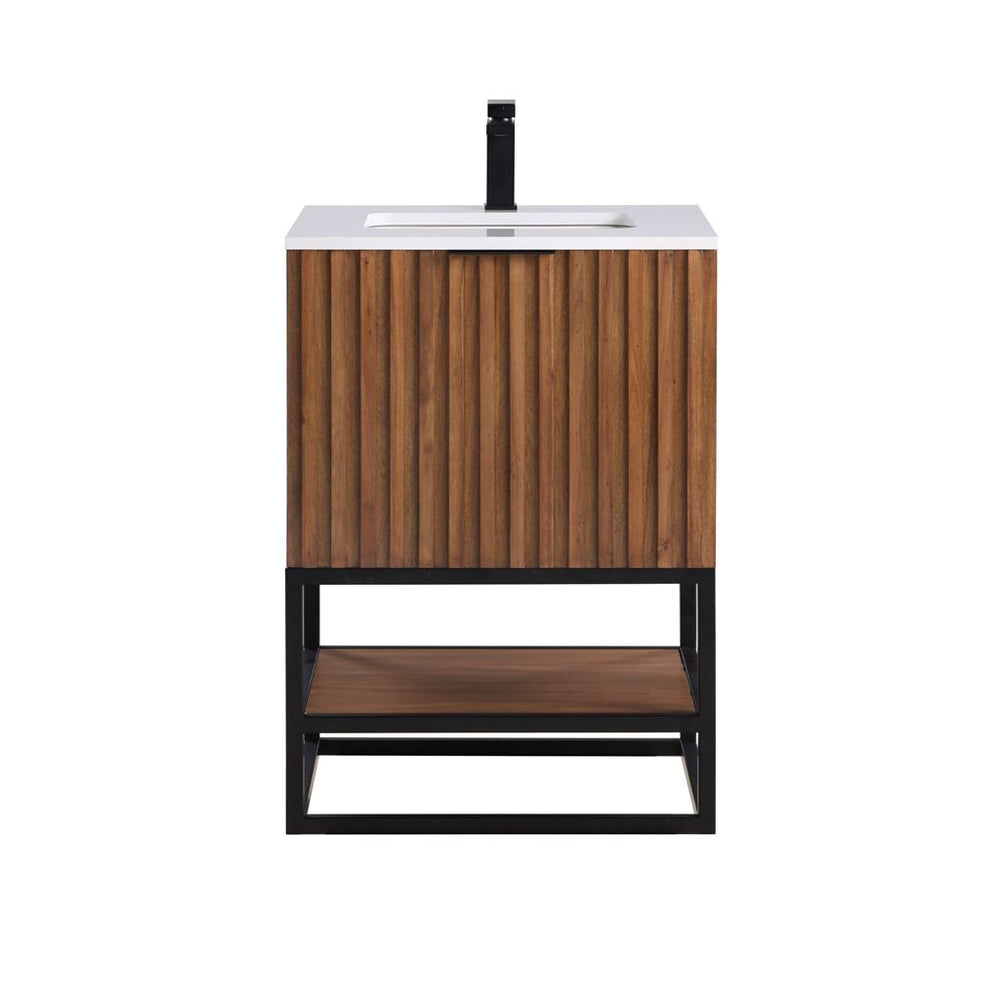 Bemma, Terra 24" Single Vanity, Walnut/Matte Black, White Quartz Top#top-options_white-quartz-top
