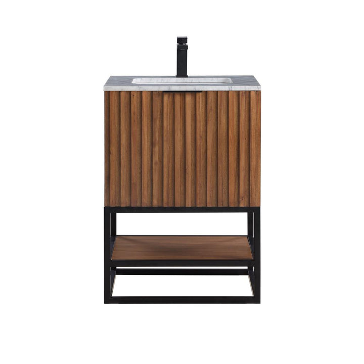 Bemma, Terra 24" Single Vanity, Walnut/Matte Black, Carrara Marble Top#top-options_carrara-marble-top
