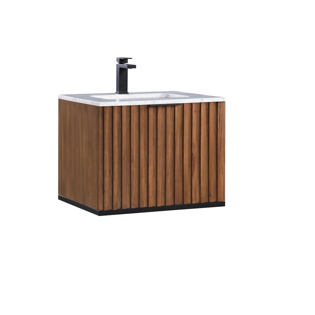 Bemma, Terra 24" Single Floating Vanity, Walnut/Matte Black, Carrara Marble Top#top-options_carrara-marble-top