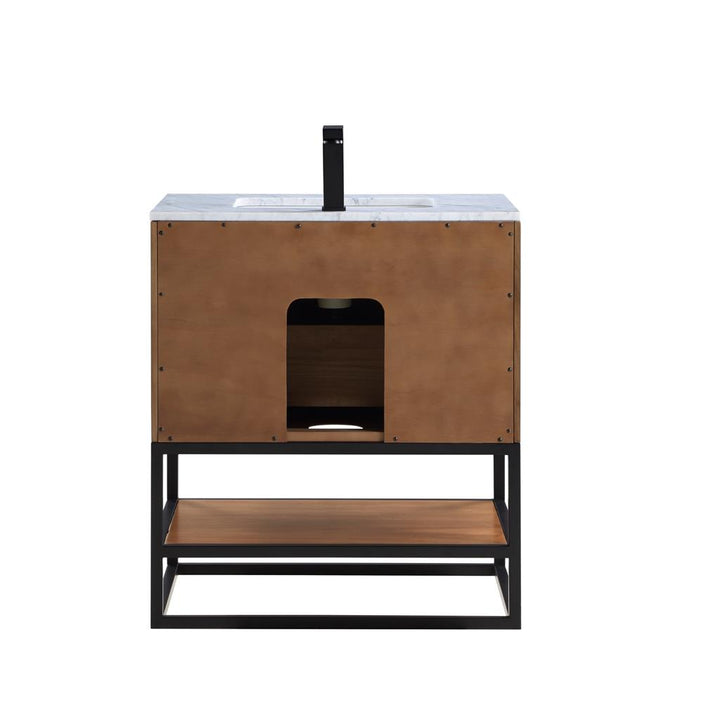 Bemma, Terra 30" Single Vanity, Walnut/Matte Black, Carrara Marble Top#top-options_carrara-marble-top