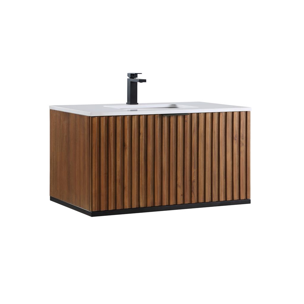 Bemma, Terra 36" Single Floating Vanity, Walnut/Matte Black, White Quartz Top#top-options_white-quartz-top