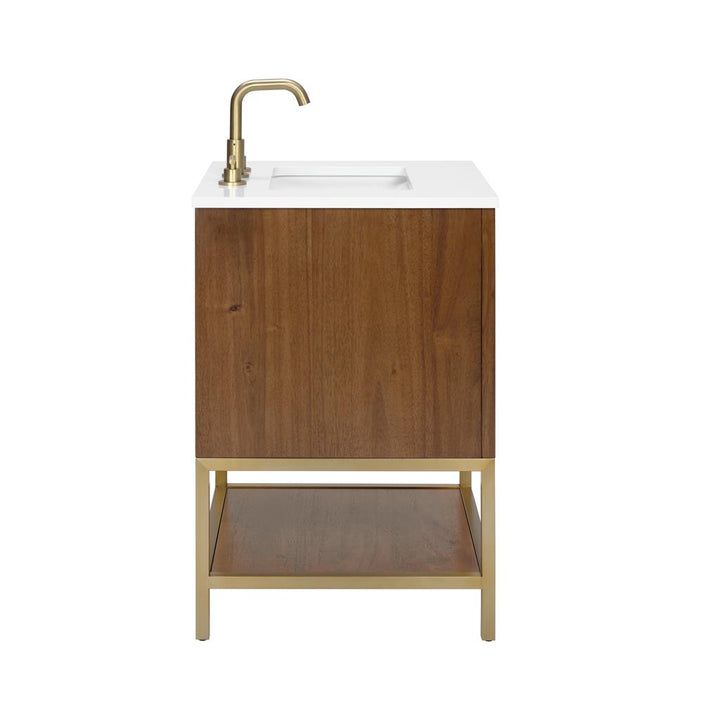 Bemma, Diamond 24" Single Vanity, Walnut/Matte Black, White Quartz Top#top-options_white-quartz-top