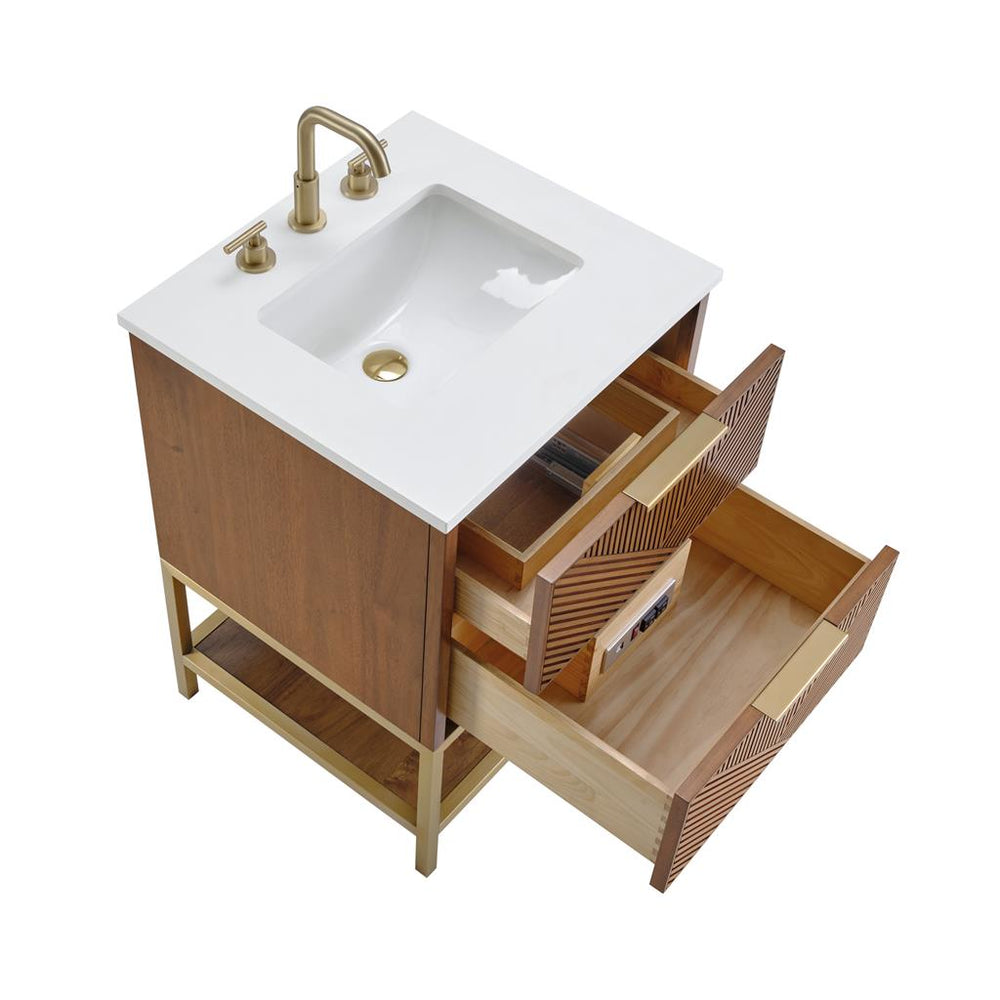 Bemma, Diamond 24" Single Vanity, Walnut/Matte Black, White Quartz Top#top-options_white-quartz-top