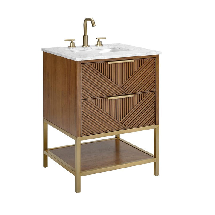 Bemma, Diamond 24" Single Vanity, Walnut/Matte Black, White Quartz Top#top-options_white-quartz-top