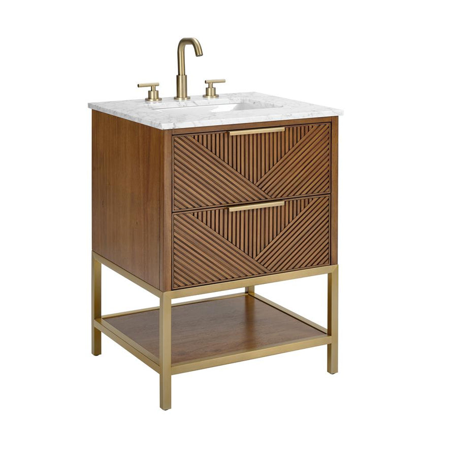 Bemma, Diamond 24" Single Vanity, Walnut/Matte Black, White Quartz Top#top-options_white-quartz-top