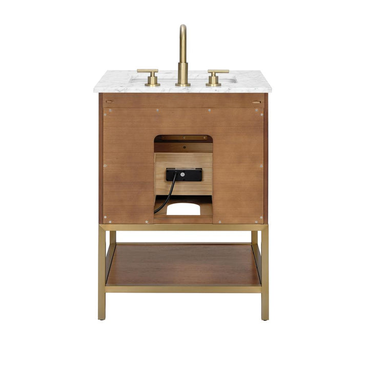 Bemma, Diamond 24" Single Vanity, Walnut/Matte Black, White Quartz Top#top-options_white-quartz-top