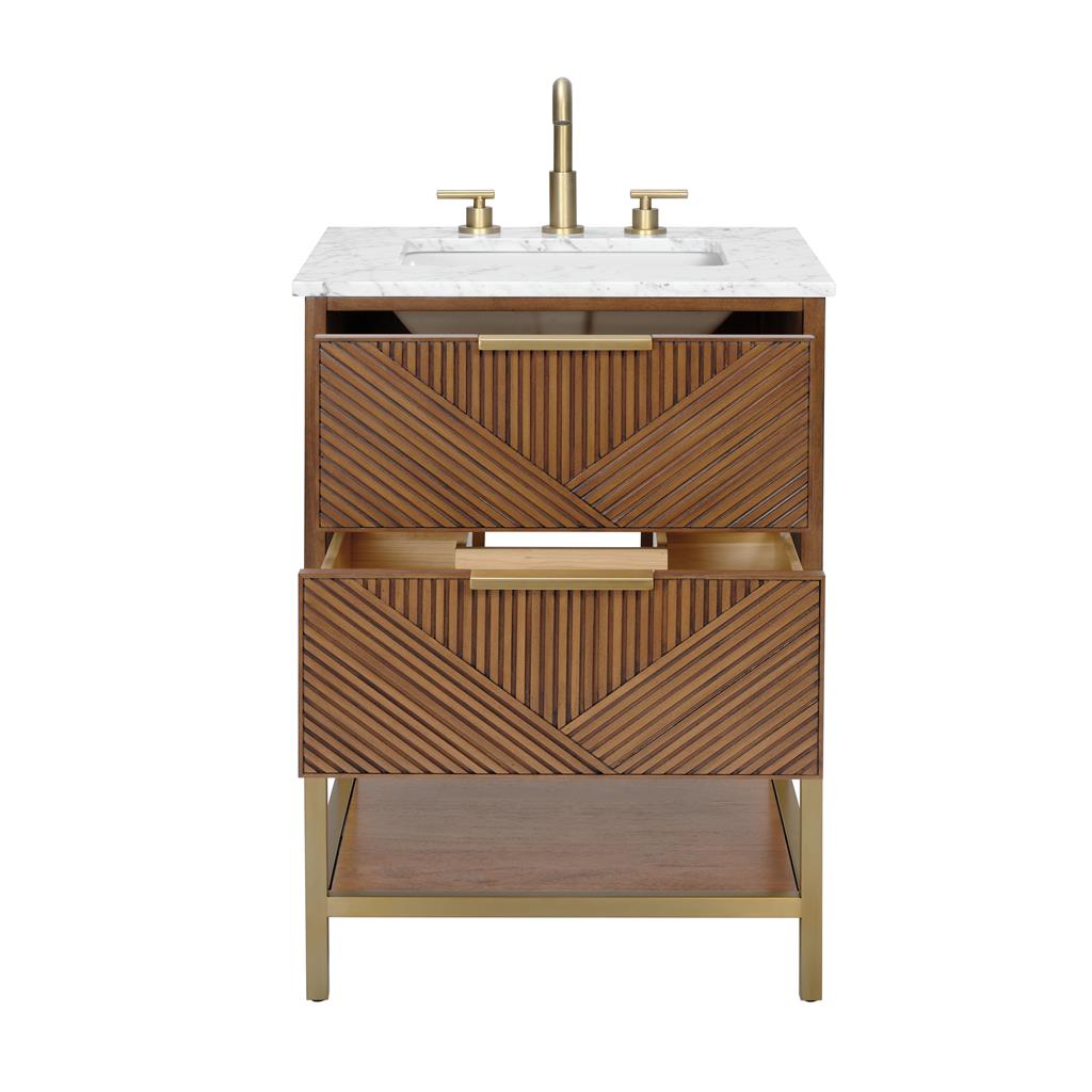 Bemma, Diamond 24" Single Vanity, Walnut/Matte Black, White Quartz Top#top-options_white-quartz-top