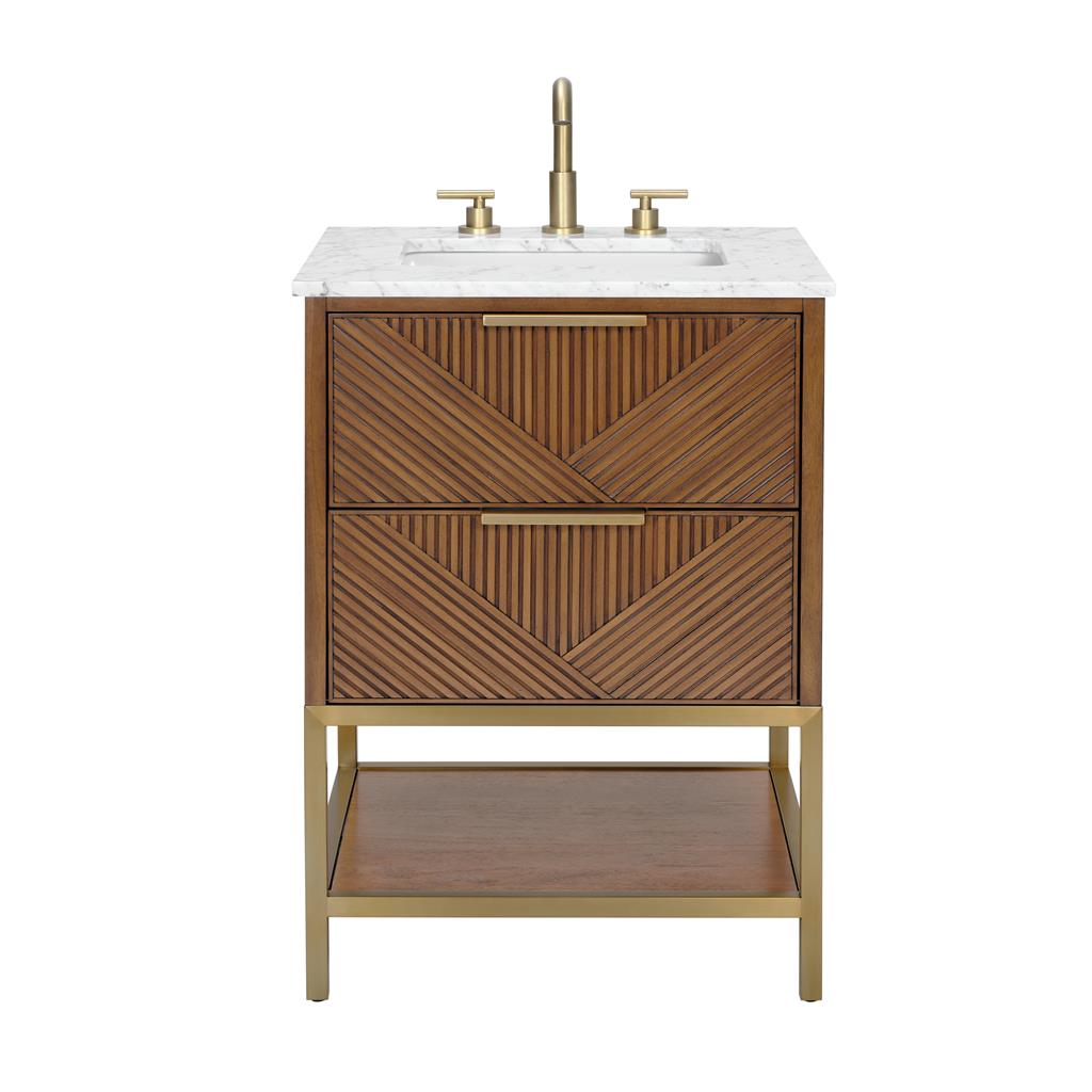 Bemma, Diamond 24" Single Vanity, Walnut/Matte Black, Carrara Marble Top#top-options_carrara-marble-top
