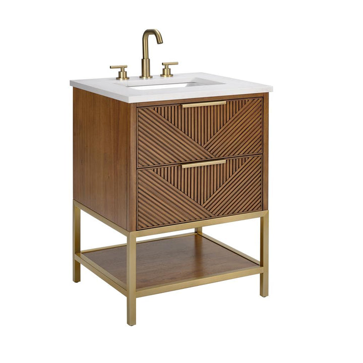 Bemma, Diamond 24" Single Vanity, Walnut/Matte Black, Carrara Marble Top#top-options_carrara-marble-top