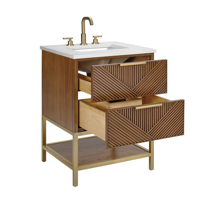Bemma, Diamond 24" Single Vanity, Walnut/Matte Black, Calacatta Quartz Top#top-options_calacatta-quartz-top