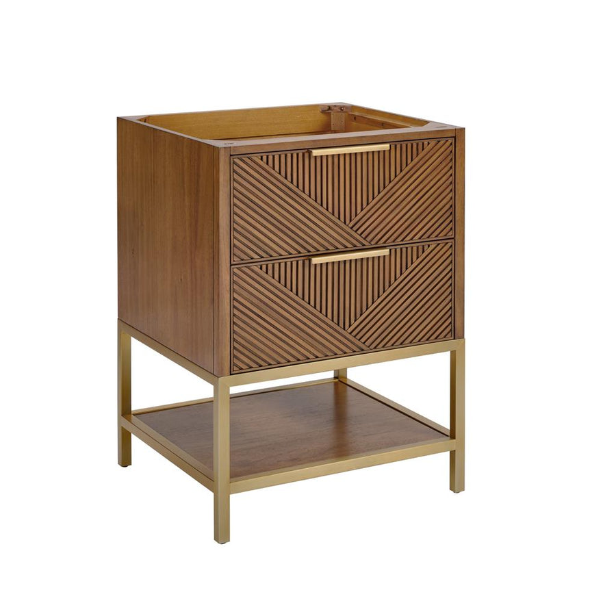 Bemma, Diamond 24" Single Vanity, Walnut/Satin Brass, White Quartz Top#top-options_white-quartz-top