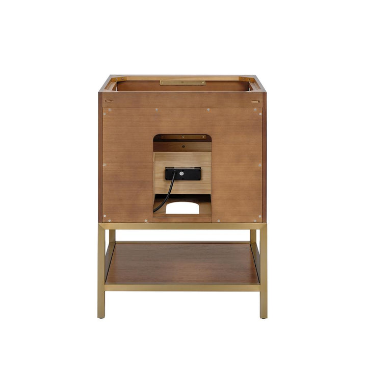 Bemma, Diamond 24" Single Vanity, Walnut/Satin Brass, White Quartz Top#top-options_white-quartz-top