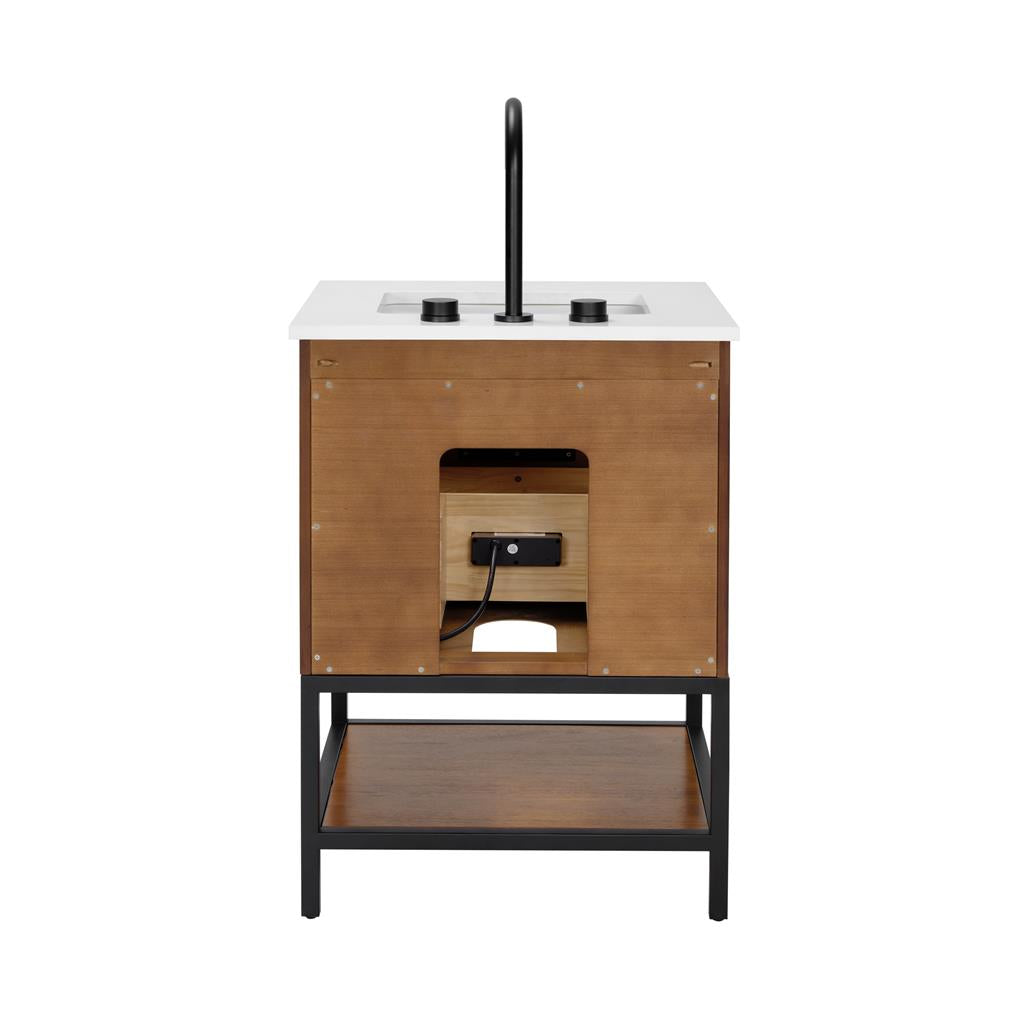 Bemma, Diamond 24" Single Vanity, Charcoal Black/Brushed Nickel, White Quartz Top#top-options_white-quartz-top